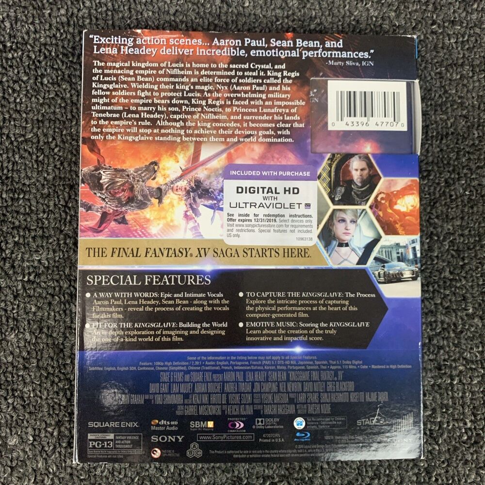 Kingsglaive: Final Fantasy XV (Blu-ray, 2016) New Sealed with Slipcover - Picture 2 of 4